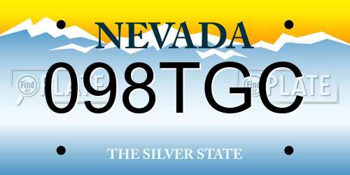 098TGC Nevada License Plate