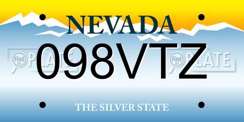 098VTZ Nevada License Plate