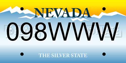 098WWW Nevada License Plate
