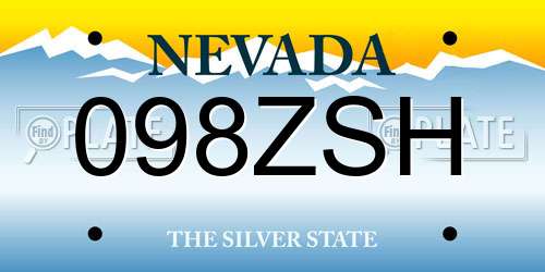 098ZSH Nevada License Plate
