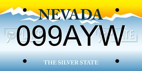 099AYW Nevada License Plate