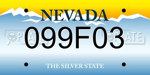 099F03 Nevada License Plate
