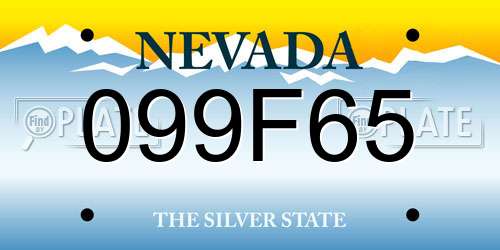 099F65 Nevada License Plate