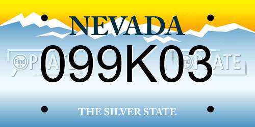 099K03 Nevada License Plate