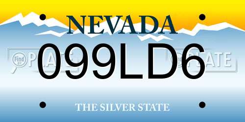 099LD6 Nevada License Plate