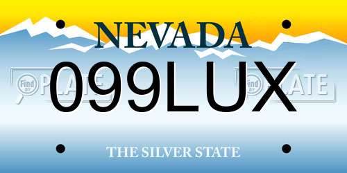 099LUX Nevada License Plate