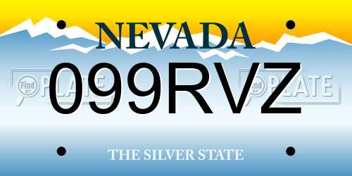 099RVZ Nevada License Plate