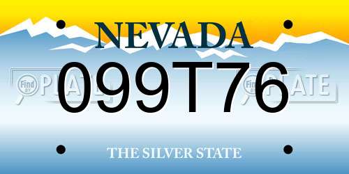 099T76 Nevada License Plate