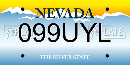 099UYL Nevada License Plate