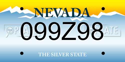 099Z98 Nevada License Plate