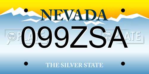 099ZSA Nevada License Plate