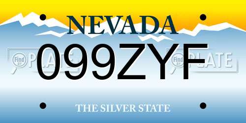 099ZYF Nevada License Plate