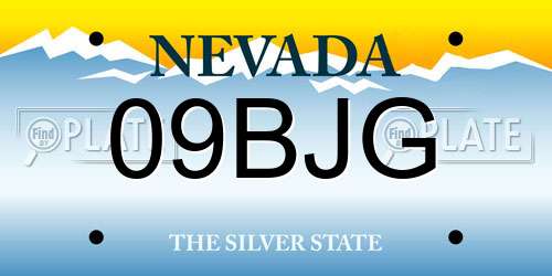 09BJG Nevada License Plate