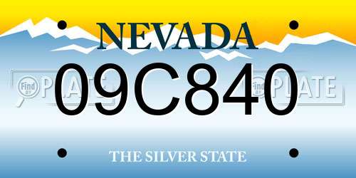09C840 Nevada License Plate
