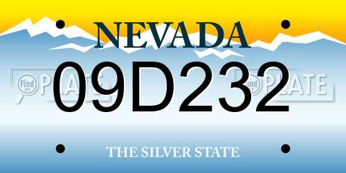 09D232 Nevada License Plate