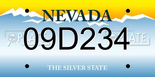 09D234 Nevada License Plate