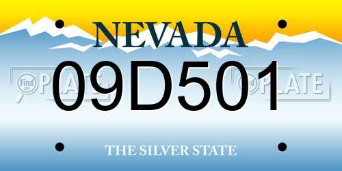09D501 Nevada License Plate