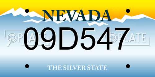 09D547 Nevada License Plate