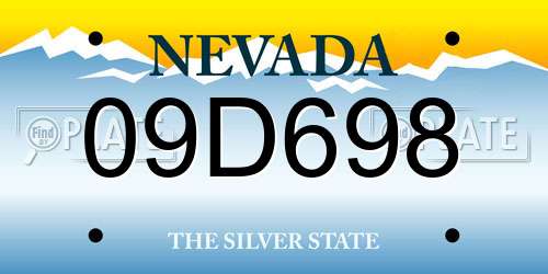 09D698 Nevada License Plate