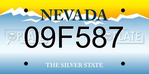 09F587 Nevada License Plate