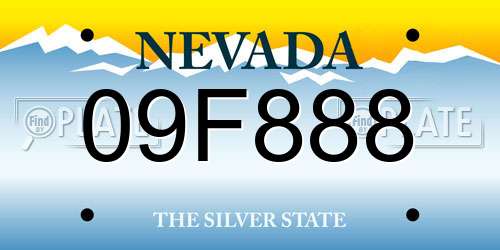 09F888 Nevada License Plate