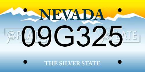 09G325 Nevada License Plate