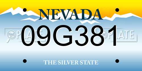 09G381 Nevada License Plate