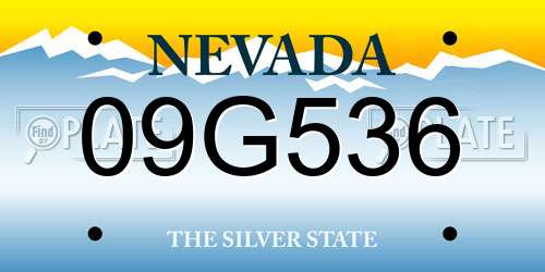 09G536 Nevada License Plate