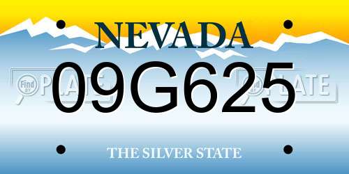 09G625 Nevada License Plate