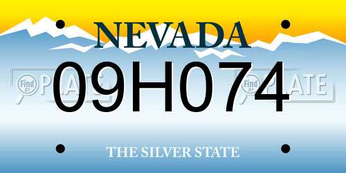 09H074 Nevada License Plate