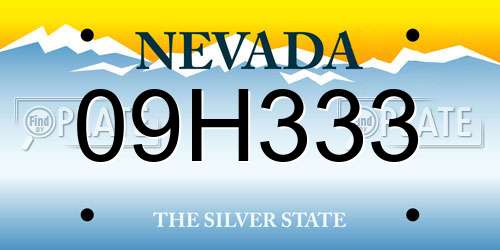 09H333 Nevada License Plate