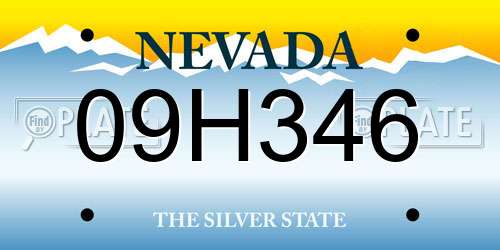 09H346 Nevada License Plate