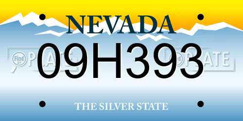 09H393 Nevada License Plate