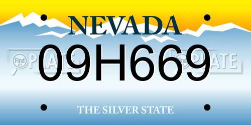 09H669 Nevada License Plate