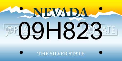 09H823 Nevada License Plate