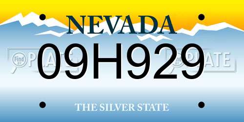 09H929 Nevada License Plate