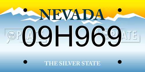 09H969 Nevada License Plate