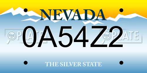 0A54Z2 Nevada License Plate