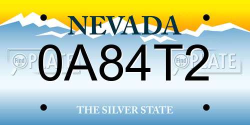 0A84T2 Nevada License Plate