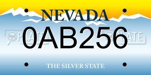 0AB256 Nevada License Plate