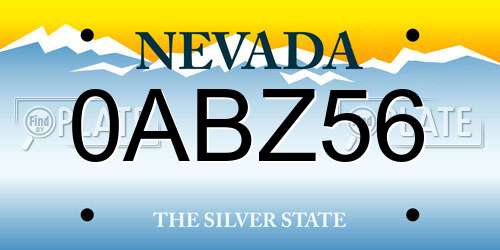 0ABZ56 Nevada License Plate