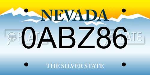 0ABZ86 Nevada License Plate