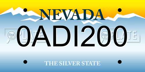 0ADI200 Nevada License Plate
