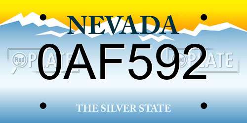 0AF592 Nevada License Plate