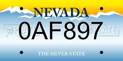 0AF897 Nevada License Plate