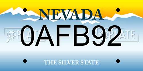 0AFB92 Nevada License Plate