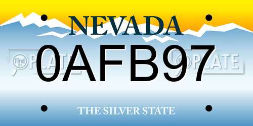 0AFB97 Nevada License Plate