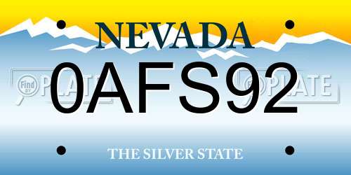 0AFS92 Nevada License Plate