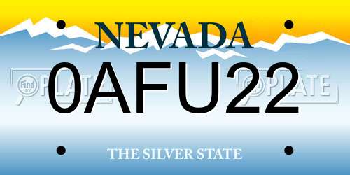 0AFU22 Nevada License Plate