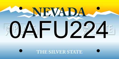 0AFU224 Nevada License Plate